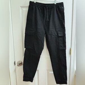 Black Cargo Pants with drawstring waist